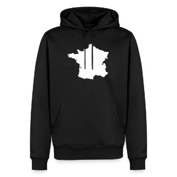 Carte Française Silhouette - Sweat à capuche Premium bio Homme - noir - Devant - Nico (187cm)