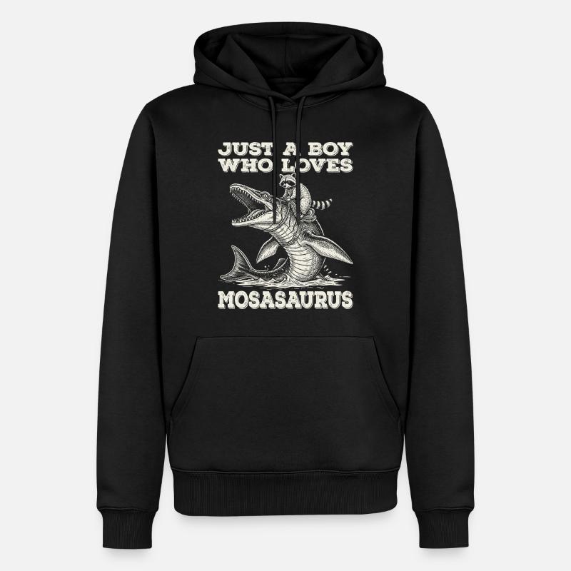 Juste un garçon qui aime le raton laveur Mosasaurus - Sweat à capuche Premium bio Homme - noir