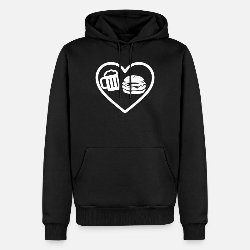 Heart Burger Bier - Männer Premium Bio Hoodie - Schwarz