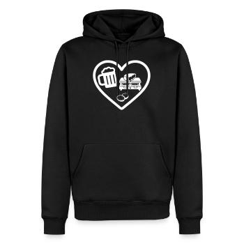 Heart Beer Raclette Humor - Männer Premium Bio Hoodie - Schwarz - Vorne - Nico (187cm)