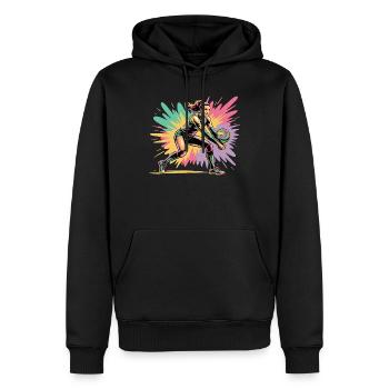  Volleyballspielerin Beim Baggern Bunte Volleyball - Männer Premium Bio Hoodie - Schwarz - Vorne - Nico (187cm)