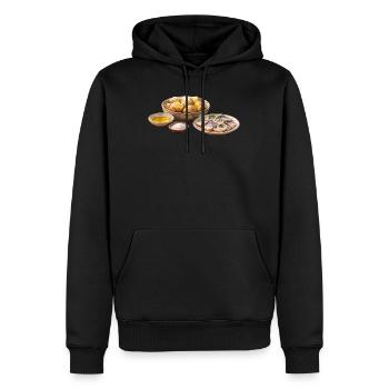 Ofenkartoffeln mit Olija und Selödka - Männer Premium Bio Hoodie - Schwarz - Vorne - Nico (187cm)