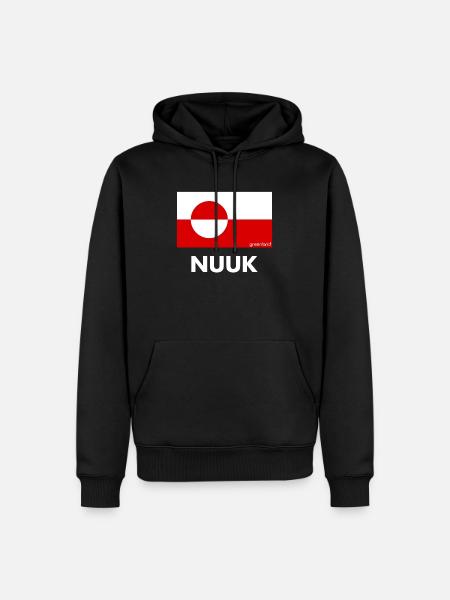 Grönlannin lippu - Nuuk - Grönland - Tanska - Premium luomulaatuinen miesten huppari - musta