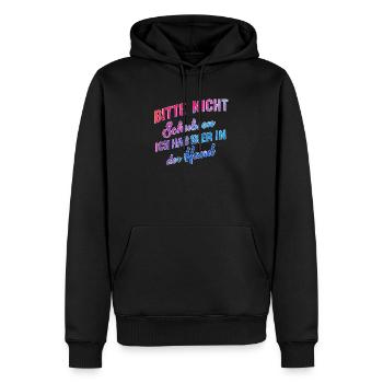 Please don't push, I've got beer in my hand - Men’s Premium Organic Hoodie - black - Front - Nico (187cm)