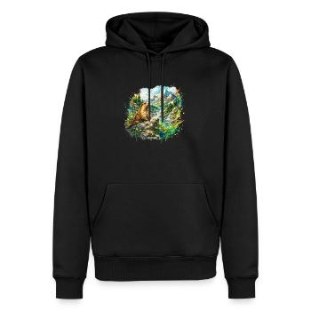 Murmeltierwaldlandschaft - Männer Premium Bio Hoodie - Schwarz - Vorne - Nico (187cm)