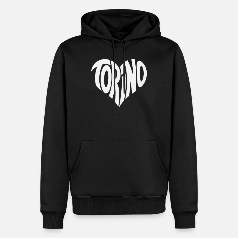 Turin, Torino Herz Design - Männer Premium Bio Hoodie - Schwarz