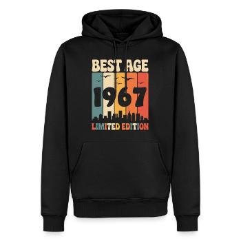  1967 anniversaire rétro 1967 vintage 1967 - Sweat à capuche Premium bio Homme - noir - Devant - Nico (187cm)