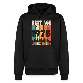  1975 anniversaire rétro 1975 vintage 1975 - Sweat à capuche Premium bio Homme - noir - Devant - Nico (187cm)