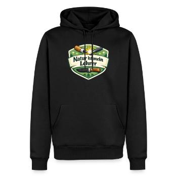 Natur ist mein Lehrer – Waldbadge - Männer Premium Bio Hoodie - Schwarz - Vorne - Nico (187cm)