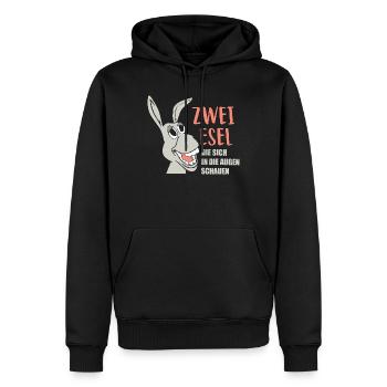 Zwei Esel die sich in die Augen schauen - Männer Premium Bio Hoodie - Schwarz - Vorne - Nico (187cm)