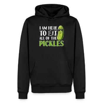 Ich bin hier, um alle Gurken zu essen - Männer Premium Bio Hoodie - Schwarz - Vorne - Nico (187cm)