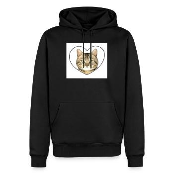 Katzenherz: Katzenporträt - Männer Premium Bio Hoodie - Schwarz - Vorne - Nico (187cm)
