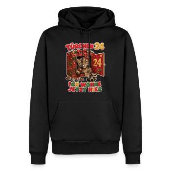 Ich wohne jetzt hier - Männer Premium Bio Hoodie - Schwarz - Vorne - Nico (187cm)