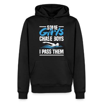 Lustige Schwimmer Sprüche & Schwimmverein Design - Männer Premium Bio Hoodie - Schwarz - Vorne - Nico (187cm)