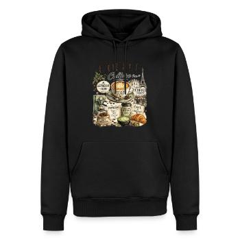 Culture Café Paris Illustration - Sweat à capuche Premium bio Homme - noir - Devant - Nico (187cm)