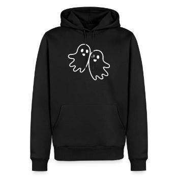 Deux fantômes amicaux qui s’embrassent - Sweat à capuche Premium bio Homme - noir - Devant - Nico (187cm)