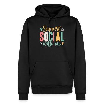 Citation d’un travailleur social : Support with Me Social Work - Sweat à capuche Premium bio Homme - noir - Devant - Nico (187cm)