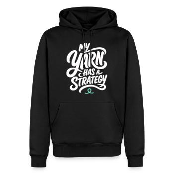 Handarbeit – My Yarn Has a Strategy - Männer Premium Bio Hoodie - Schwarz - Vorne - Nico (187cm)