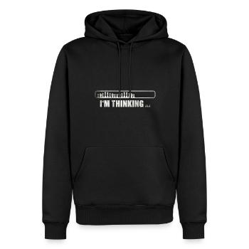 Échecs - Je pense - Sweat à capuche Premium bio Homme - noir - Devant - Nico (187cm)