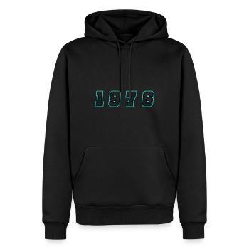 Numéro de l’année 1976 - Sweat à capuche Premium bio Homme - noir - Devant - Nico (187cm)