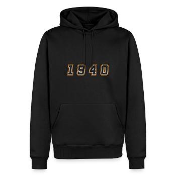 Numéro de l’année 1940 - Sweat à capuche Premium bio Homme - noir - Devant - Nico (187cm)