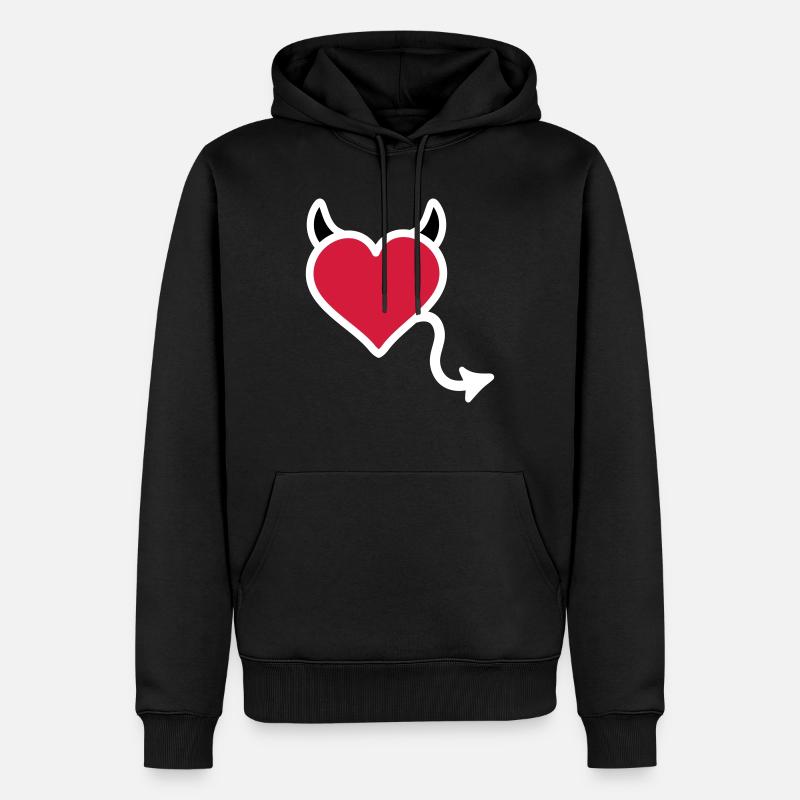 Teufel Teufelchen Herz - Männer Premium Bio Hoodie - Schwarz