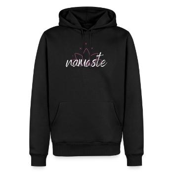 Namaste Yoga Geschenk - Männer Premium Bio Hoodie - Schwarz - Vorne - Nico (187cm)