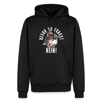 Lustiger Spruch mit Einhorn - Männer Premium Bio Hoodie - Schwarz - Vorne - Nico (187cm)