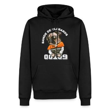 funky Dog , bande de clébards - Sweat à capuche Premium bio Homme - noir - Devant - Nico (187cm)
