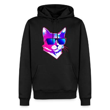 Cool Cat from the 80's - Männer Premium Bio Hoodie - Schwarz - Vorne - Nico (187cm)