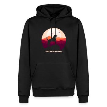 Englischer Foxhound und Mond Halloween - Männer Premium Bio Hoodie - Schwarz - Vorne - Nico (187cm)