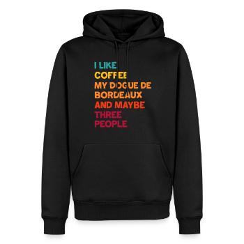 Ich mag Kaffee, meine Bordeauxdogge und vielleicht - Männer Premium Bio Hoodie - Schwarz - Vorne - Nico (187cm)
