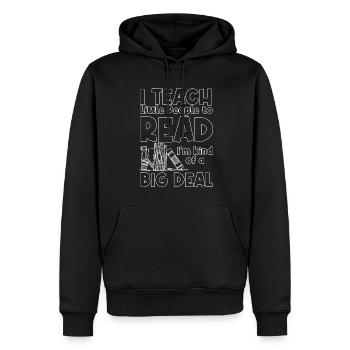 Ich bringe kleinen Leuten das Lesen bei Ich bin ei - Männer Premium Bio Hoodie - Schwarz - Vorne - Nico (187cm)
