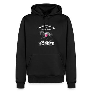 Ich möchte einfach nur Wein trinken | Pferdeliebha - Männer Premium Bio Hoodie - Schwarz - Vorne - Nico (187cm)