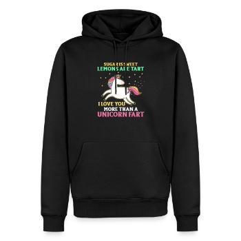 Zuckersüße Zitrone Ich liebe dich mehr als Einhorn - Männer Premium Bio Hoodie - Schwarz - Vorne - Nico (187cm)