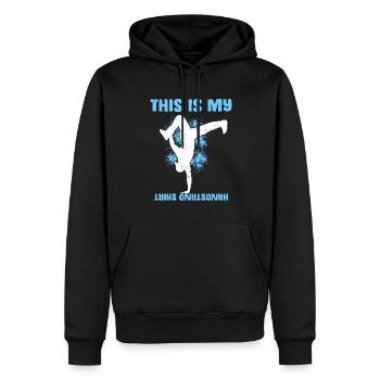 Das ist mein Handstand Cool - Männer Premium Bio Hoodie - Schwarz - Vorne - Nico (187cm)