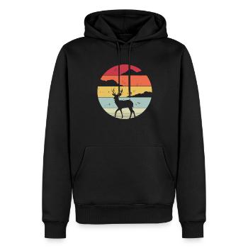 Hirsch Retro Vintage Style 60s 70s Männer Frauen G - Männer Premium Bio Hoodie - Schwarz - Vorne - Nico (187cm)