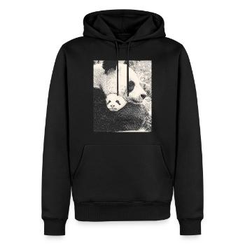 Panda mom with baby, black and white, bnw - Men’s Premium Organic Hoodie - black - Front - Nico (187cm)
