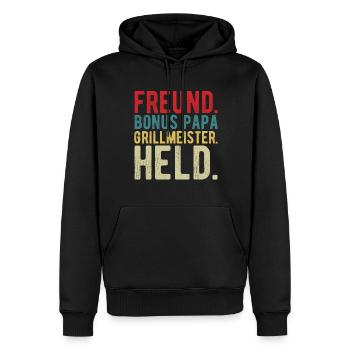 Bonus Papa - Männer Premium Bio Hoodie - Schwarz - Vorne - Nico (187cm)