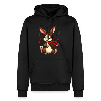 Lapin Violoniste Mignon - Sweat à capuche Premium bio Homme - noir - Devant - Nico (187cm)