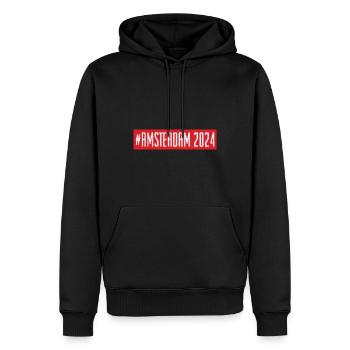 Amsterdam 2024 Team - Männer Premium Bio Hoodie - Schwarz - Vorne - Nico (187cm)