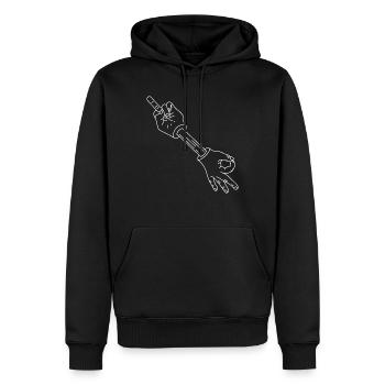 Mittelfinger Reingeschaut (Weiß) ! - Männer Premium Bio Hoodie - Schwarz - Vorne - Nico (187cm)