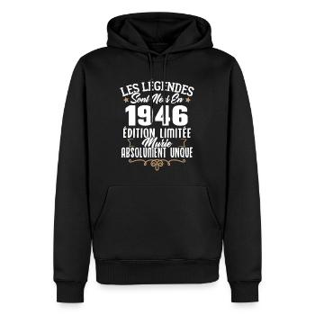 Les légendes sont nées en 1946 édition limitée - Sweat à capuche Premium bio Homme - noir - Devant - Nico (187cm)