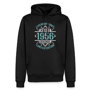 Legendär seit März 1956 limitierte Auflage - Männer Premium Bio Hoodie - Schwarz - Vorne - Nico (187cm)