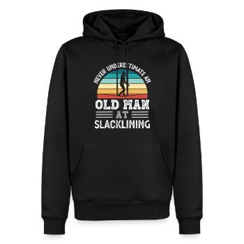 Old Man at Slacklining Fathers Day Drôle de cadeau - Sweat à capuche Premium bio Homme - noir - Devant - Nico (187cm)