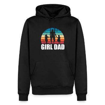 Fille Papa Coucher de soleil Papa de filles Cadeau de fête des pères - Sweat à capuche Premium bio Homme - noir - Devant - Nico (187cm)