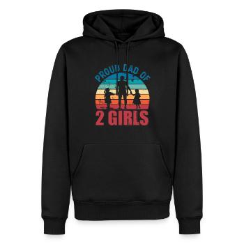 Fier papa de 2 filles Fête des pères Fille Papa Cadeau - Sweat à capuche Premium bio Homme - noir - Devant - Nico (187cm)