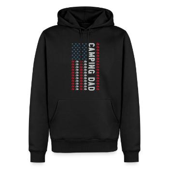 Camping Papa juillet 4 juillet caravane rv cadeau de fête des pères - Sweat à capuche Premium bio Homme - noir - Devant - Nico (187cm)