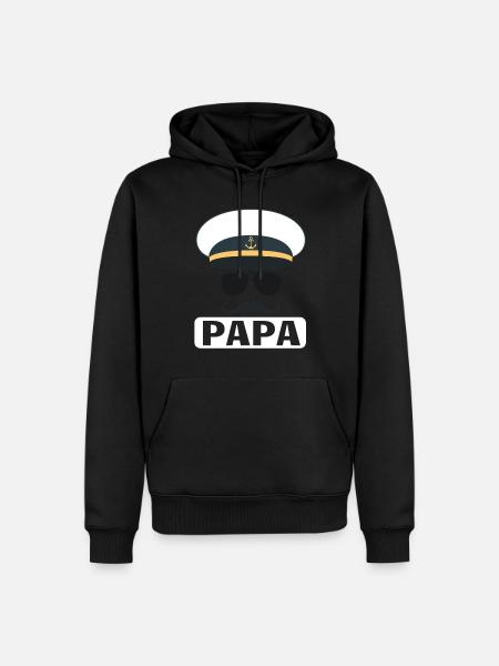 PAPA CAPITAINE DE NAVIRE - Sweat à capuche Premium bio Homme - noir