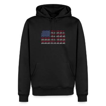 Cyclisme 4 juillet Bicycle Distressed American - Sweat à capuche Premium bio Homme - noir - Devant - Nico (187cm)
